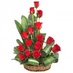 15 Red Roses Fresh Flowers Special Basket Arrangement