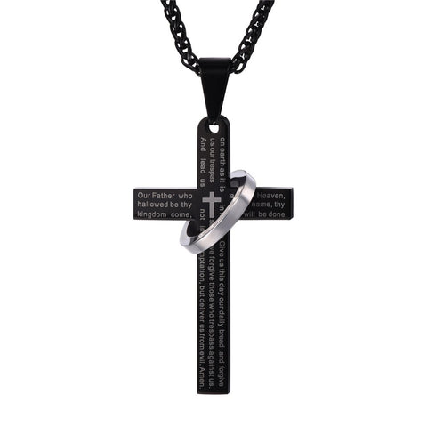 Prayer Cross Halo Pendant Necklace