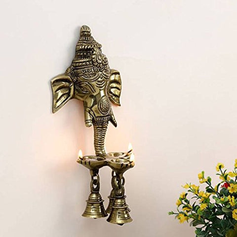 Ganesh Deepak with Bell Brass Wall Hanging