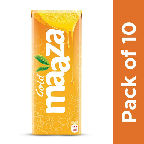 Maaza Gold Mango Fruit Drink, 200 ml Tetra Pack (Pack of 10)