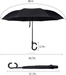 Reverse Folding Umbrella, Self Standing, C-Shaped Hands Free Handle