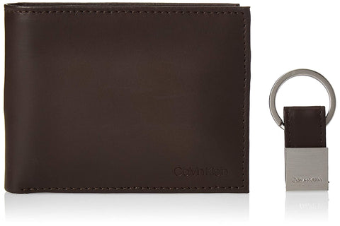 Calvin Klein Men's Leather Bookfold, Brown