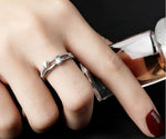Elegant Silver Platinum Plated Adjustable Crystal Ring For Women