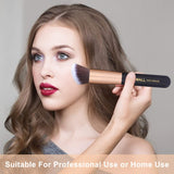 Premium Kabuki Makeup Brush Kit, 10 Pieces Golden Black