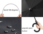 Reverse Folding Umbrella, Self Standing, C-Shaped Hands Free Handle