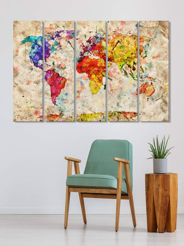 Abstract Multi Colour World Map