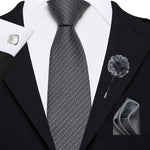 Necktie Set with Pocket Square, Lapel Pin & Cufflinks