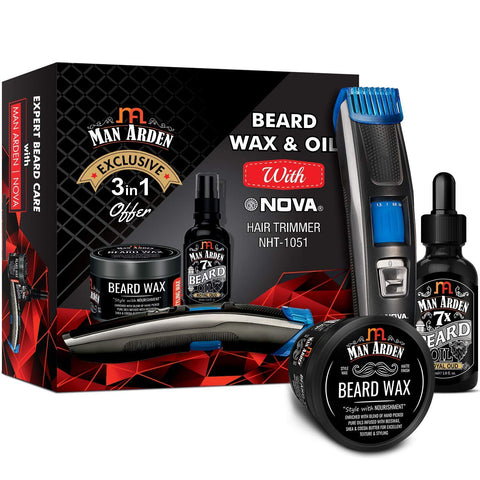 Beard Kit With Beard Oil, Beard Wax + NOVA Hair Trimmer
