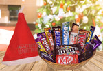 New Year & Christmas Chocolate Gift Basket Hamper with Santa Cap