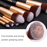 Premium Kabuki Makeup Brush Kit, 10 Pieces Golden Black
