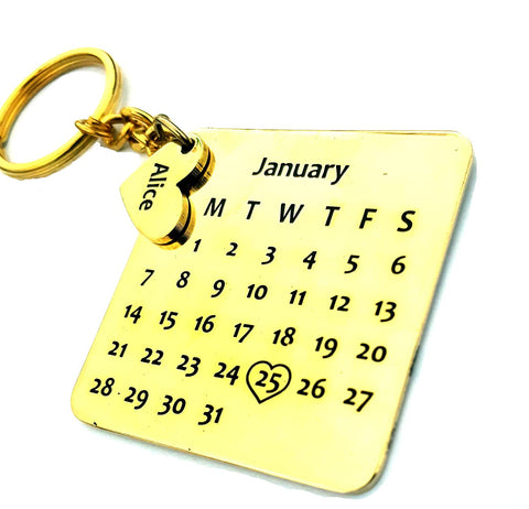 Personalized Calendar Key Chain with Name