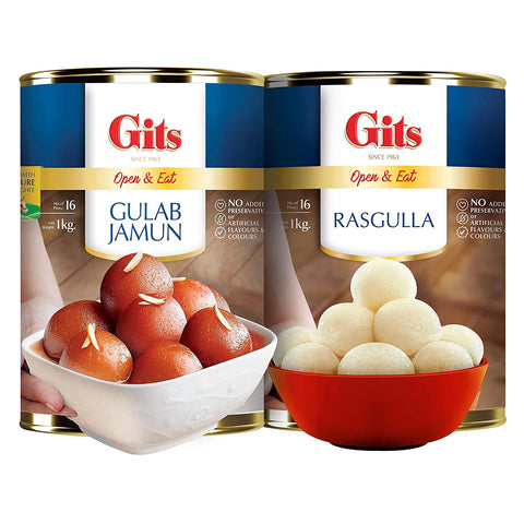 Gits Rasgulla & Gulab Jamun Tins (2x1Kg)