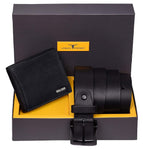 Urban Forest Black Leather Wallet & Black Belt Combo