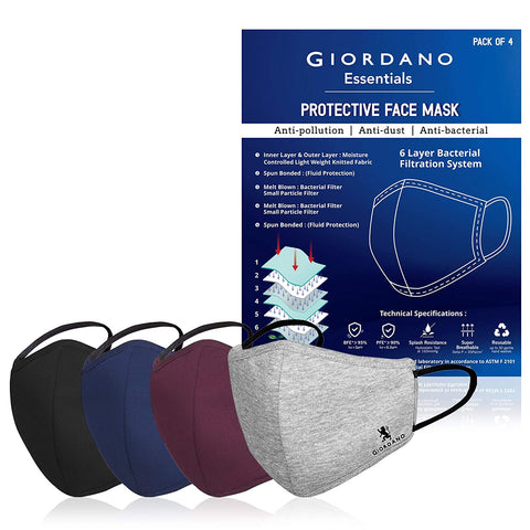 GIORDANO Cotton Face Mask (Pack Of 4)