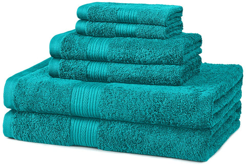 AmazonBasics 6 Piece Fade-Resistant Cotton Towel Set